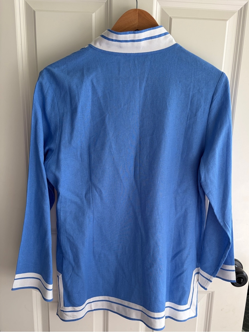 Like new size M Karen Kane cobalt Blue Tunic with White Trim. Preppy. Linen - Picture 7 of 14